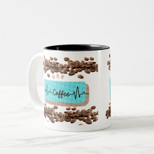 Retro-Kaffeebohnen aquamarine Tasse (Vorderseite Links)