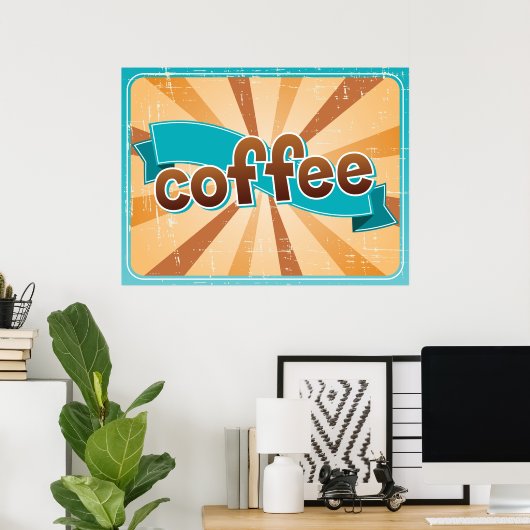 Retro-Kaffeedesign Poster (Heimbüro)