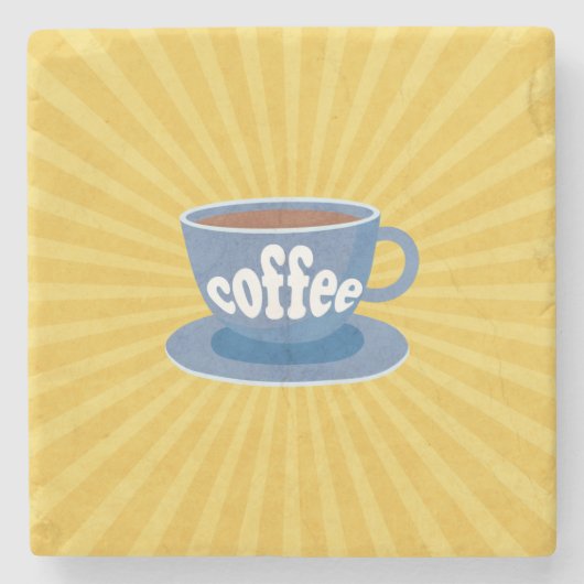Retro-Kaffeedesign Steinuntersetzer (Vorderseite)