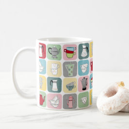 Retro-Kaffeekannen und -Tassen Muster Kaffeetasse