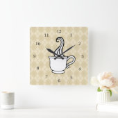 Retro-Kaffeeküche Wandschloss Quadratische Wanduhr (Zuhause)