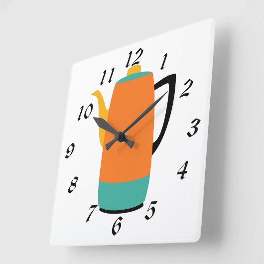 Retro-Kaffeepause Quadratische Wanduhr (Winkel)