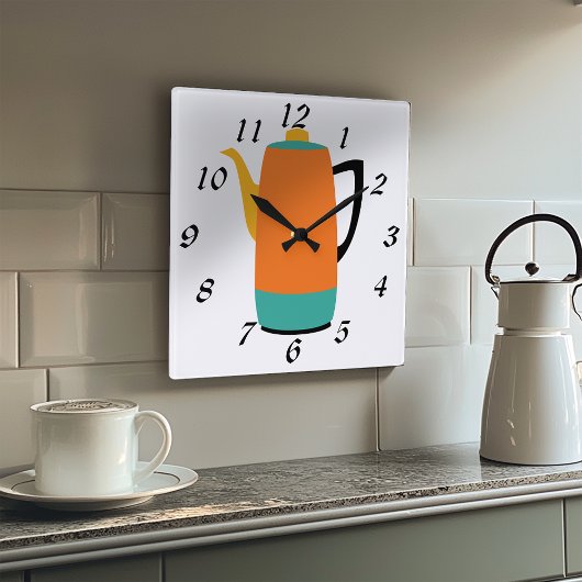 Retro-Kaffeepause Quadratische Wanduhr