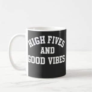 Retro-Kaffeetasse mit High Fives und Good Vibes Kaffeetasse