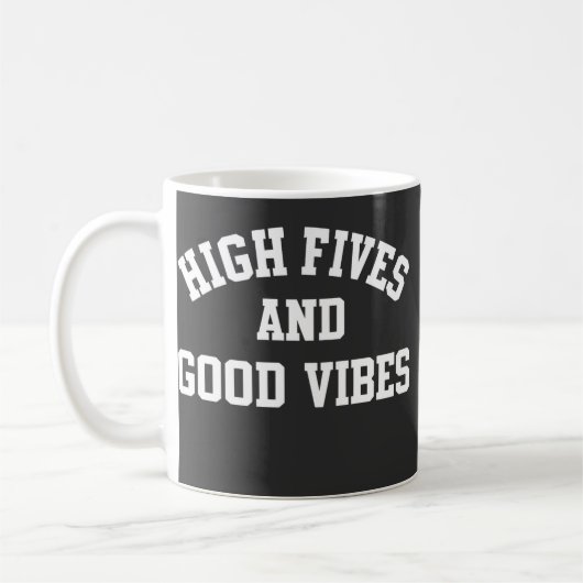 Retro-Kaffeetasse mit High Fives und Good Vibes Kaffeetasse (Links)