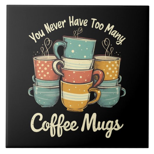 Retro-Kaffeetasse-Stack Vintage-Design Fliese (Vorderseite)