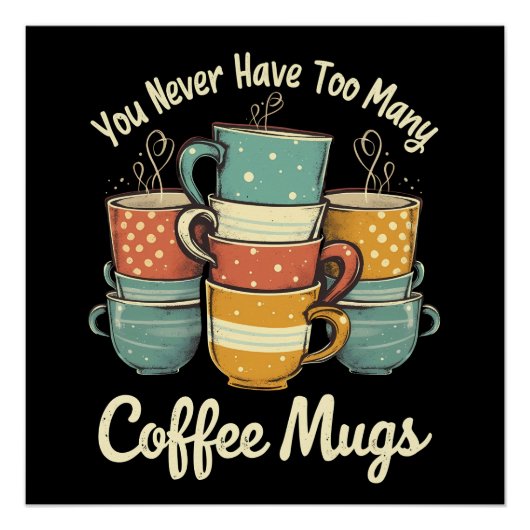 Retro-Kaffeetasse-Stack Vintage-Design Poster (Vorderseite)