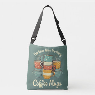 Retro-Kaffeetassen-Stapel-Illustration Tragetaschen Mit Langen Trägern