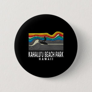 Retro Kahalu'u Beach Park Hawaii Surfer Surfen Button