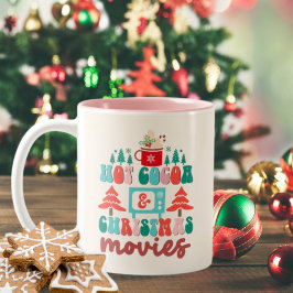 Retro Kakao und Weihnachtsfilme Urlaub Zweifarbige Tasse