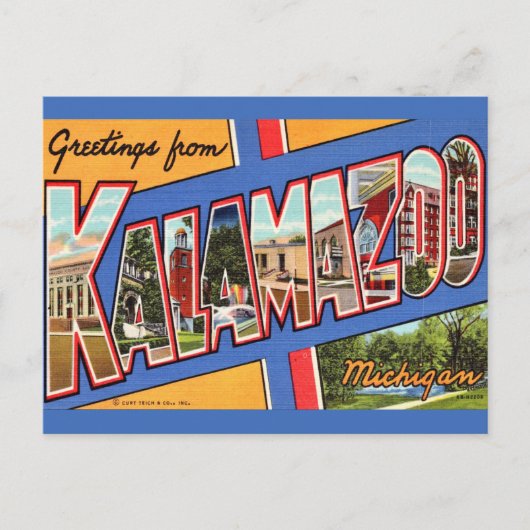 Retro Kalamazoo Michigan Greeting Postkarte (Vorderseite)