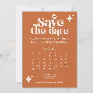 Retro-Kalender-Hochzeit Termin vormerken Einladung