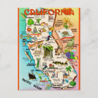 Retro-Kalifornien-Karte Postkarte