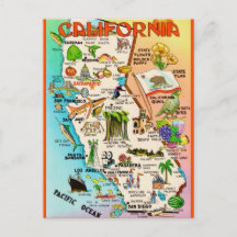 Retro-Kalifornien-Karte Postkarte