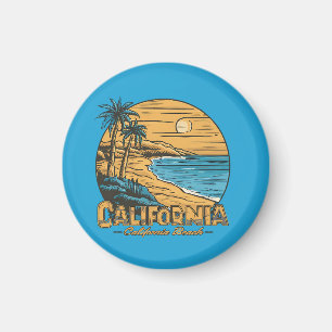 Retro-Kalifornien-Sonnenuntergangs-Strandszene Magnet