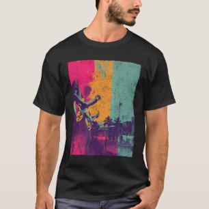 Retro-Kalifornische Gitarristen Vintage-Rock-Art. T-Shirt