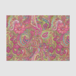 Retro-Kalkpapier, grün und rosa Paisley Seidenpapier