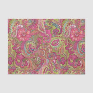 Retro-Kalkpapier, grün und rosa Paisley Seidenpapier