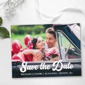 Retro-Kalligrafie-Script-Foto Save the Date Postkarte