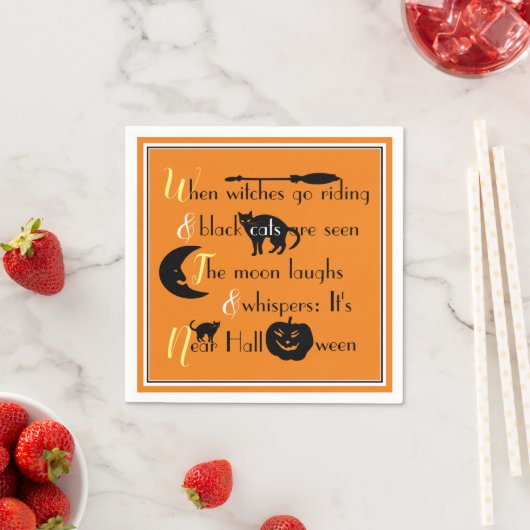 Retro-Kalligrafie Traditionelles Halloween-Gedicht Serviette (Beispiel)