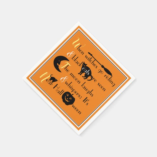 Retro-Kalligrafie Traditionelles Halloween-Gedicht Serviette (Ecke)