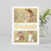 Retro-Kalligraphie-Foto-Collage-Abschluss Folieneinladung (Stehend vorne)