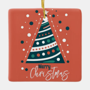 Retro-Kalligraphie minimalistisch Frohe Weihnachts Keramikornament