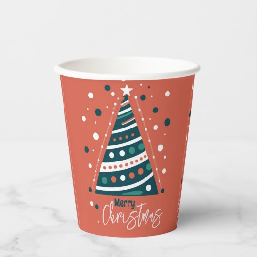 Retro-Kalligraphie minimalistisch Frohe Weihnachts Pappbecher (Vorderseite)