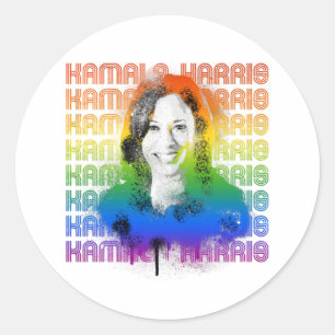 Retro Kamala Harris Pride Runder Aufkleber