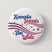 Retro Kamala Harris Tim Walz Blue Red Election Button (Vorderseite)