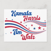 Retro Kamala Harris Tim Walz Blue Red Election Postkarte (Vorderseite)