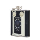 Retro Kamera brawnie Ziel. Flachmann (Links)