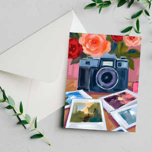 Retro-Kamera-Fotos Nostalgische Aquarell-Karte