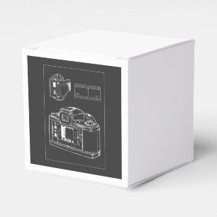 Retro-Kamera-Linienkunst mit Filmstreifen Geschenkschachtel