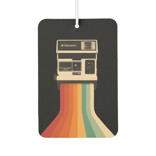 Retro-Kamera mit Regenbogen-Druck Autolufterfrischer (Vorderseite)