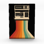 Retro-Kamera mit Regenbogen-Druck Fotoblock (Vorderseite)