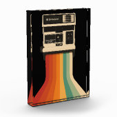 Retro-Kamera mit Regenbogen-Druck Fotoblock (Links)