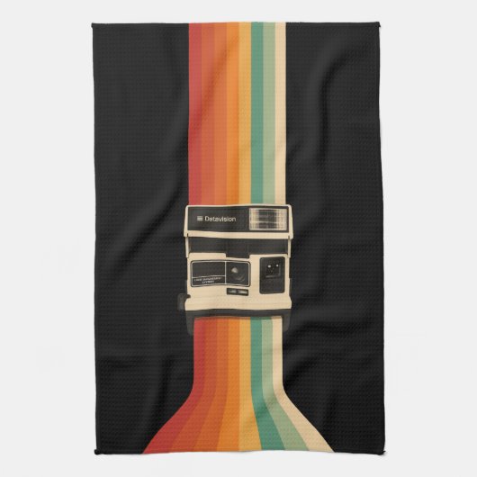 Retro-Kamera mit Regenbogen-Druck Geschirrtuch (Vertikal)