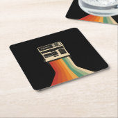 Retro-Kamera mit Regenbogen-Druck Rechteckiger Pappuntersetzer (angewinkelt)