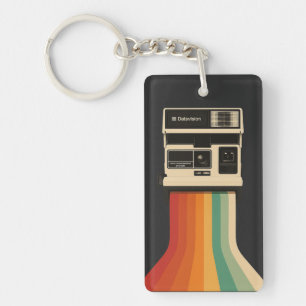 Retro-Kamera mit Regenbogen-Druck Schlüsselanhänger