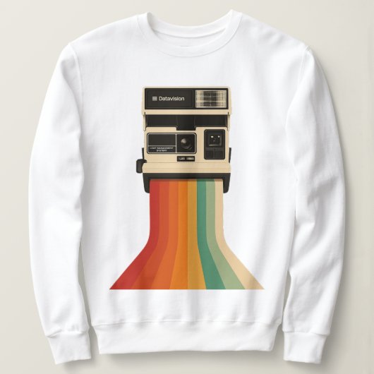 Retro-Kamera mit Regenbogen-Druck Sweatshirt (Design vorne)