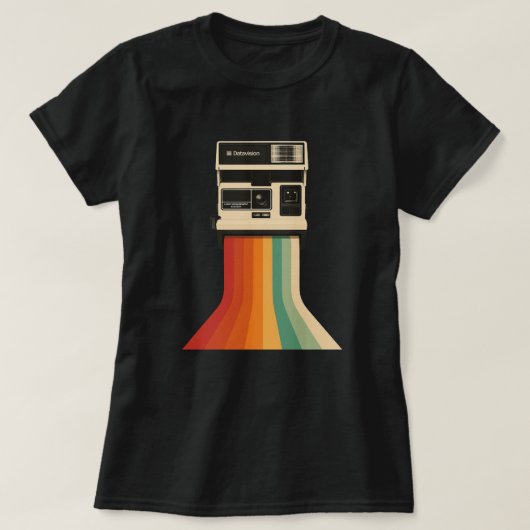 Retro-Kamera mit Regenbogen-Druck T-Shirt (Design vorne)