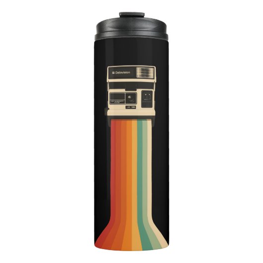 Retro-Kamera mit Regenbogen-Druck Thermosbecher (Vorderseite)