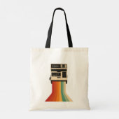 Retro-Kamera mit Regenbogen-Druck Tragetasche (Rückseite)