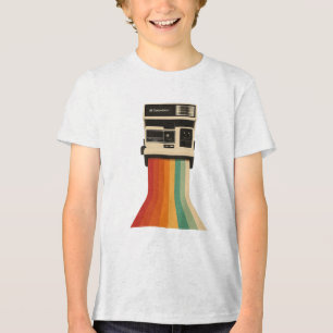 Retro-Kamera mit Regenbogen-Druck Tri-Blend Shirt