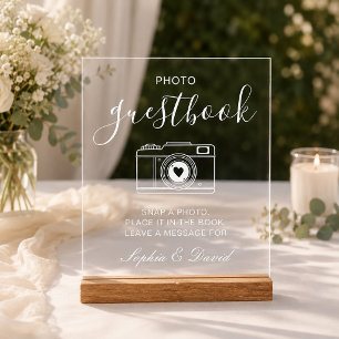 Retro-Kamera Personalisiertes Hochzeitsfoto Gästeb Acrylschild
