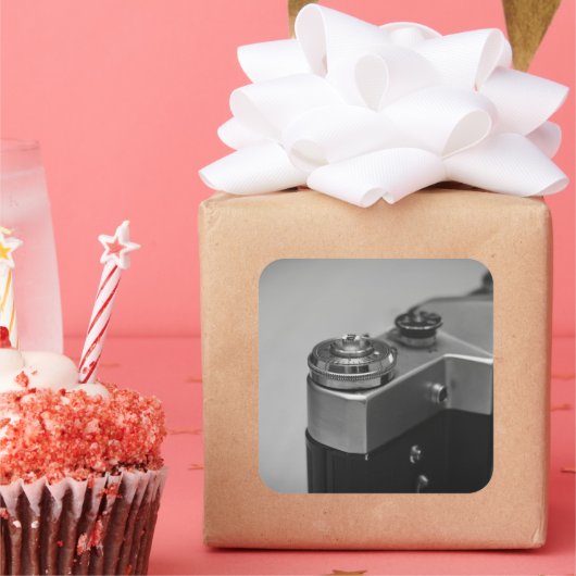 Retro-Kamera Quadratischer Aufkleber (Party)