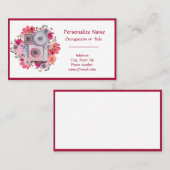 Retro-Kamera Rosa Blumenfotograf Visitenkarte (Vorne/Hinten)