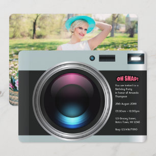 Retro-Kamera-Selfie-Geburtstagsfeier-Foto Einladung