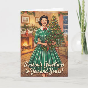 Retro-Kamin Weihnachtsgrüße Karte